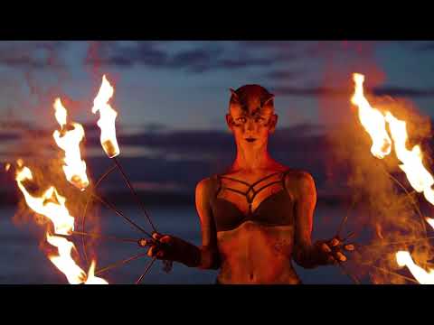 Dragon Puppet with Body Paint Fire Performer - Painted Peach