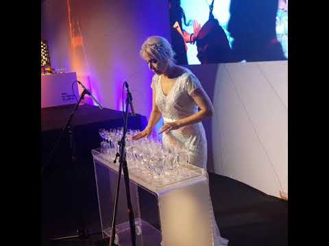 Harp glass playing on event