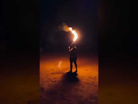 Performing with a fire flag