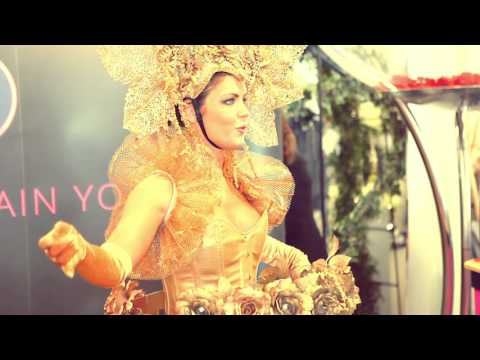 Champagne lady strolling tables