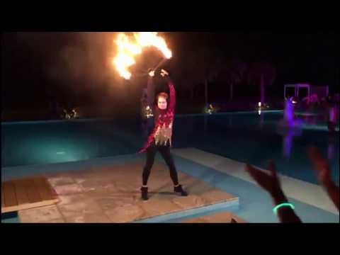 Breathtaking Solo Fire Show - Pool Party